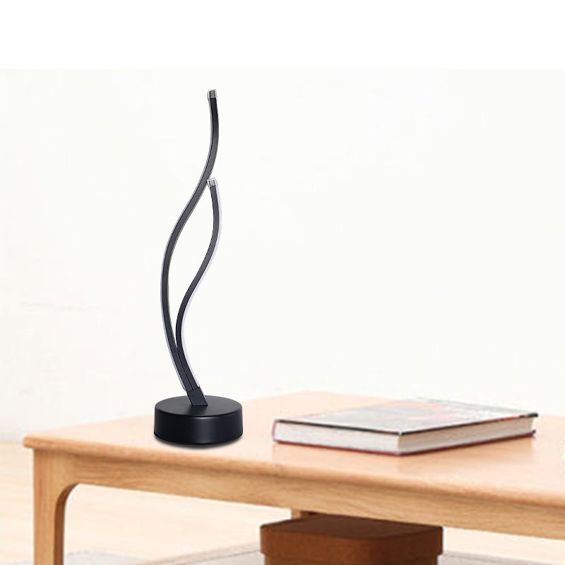 LED Living Room Desk Light Modernist Black/White Task Lighting with Curved Acrylic Shade