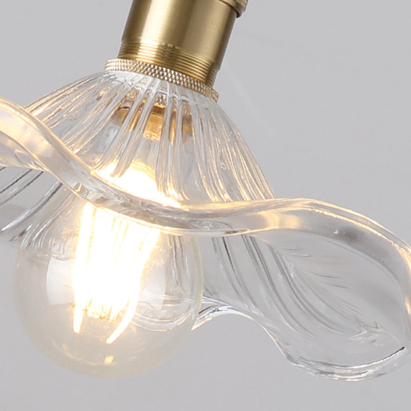 Industrial Scalloped Flush Mount Ceiling Lights Glass 1 Light Semi Flush Light