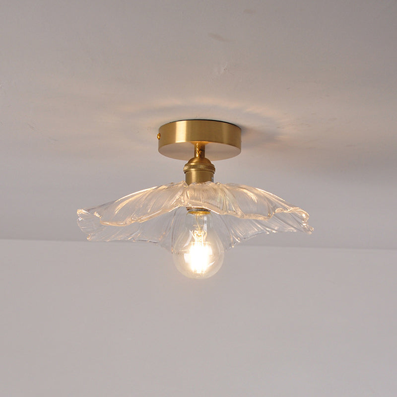 Industrial Scalloped Flush Mount Ceiling Lights Glass 1 Light Semi Flush Light