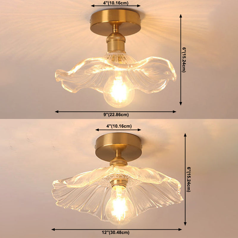 Industrial Scalloped Flush Mount Ceiling Lights Glass 1 Light Semi Flush Light