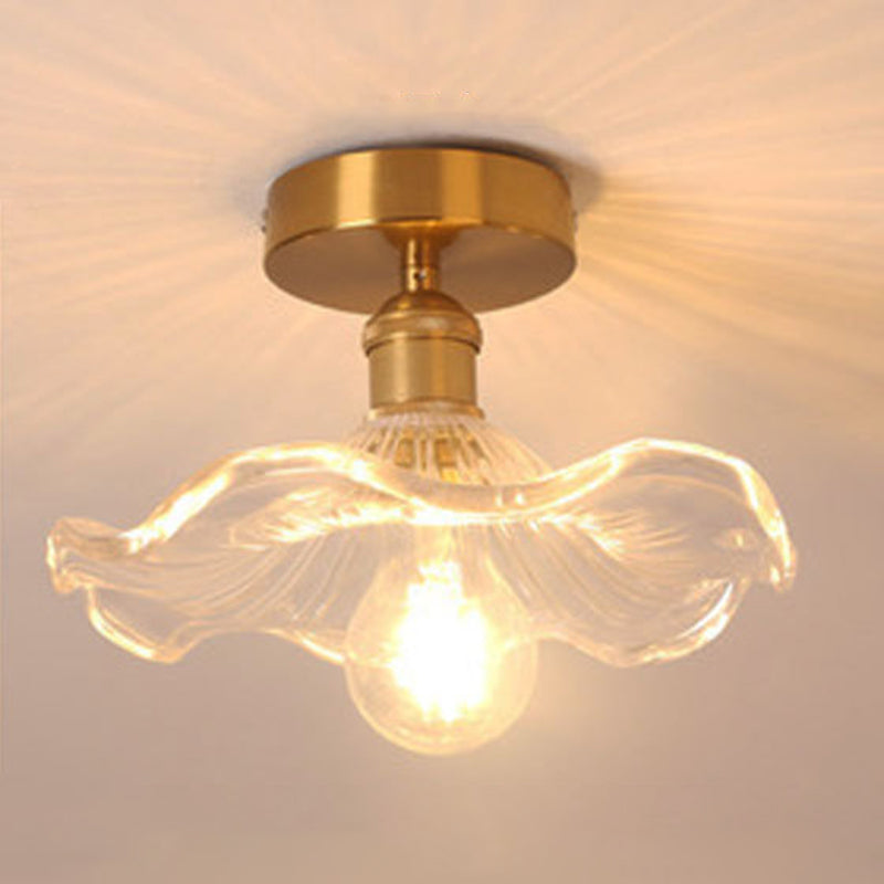 Industrial Scalloped Flush Mount Ceiling Lights Glass 1 Light Semi Flush Light