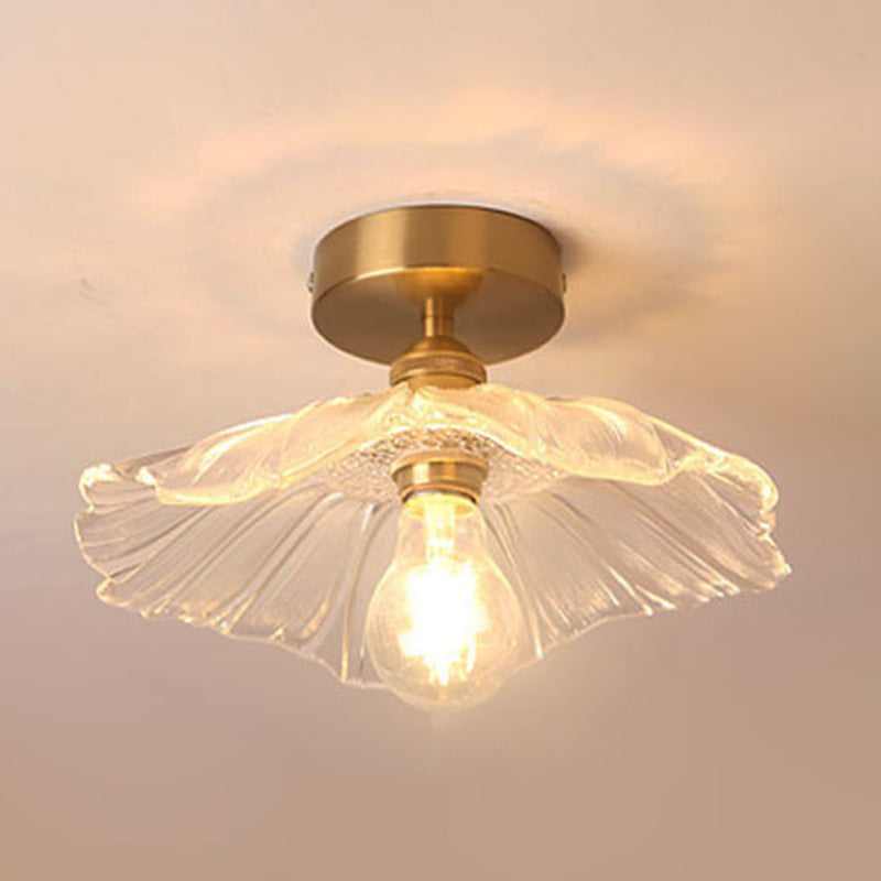 Industrial Scalloped Flush Mount Ceiling Lights Glass 1 Light Semi Flush Light