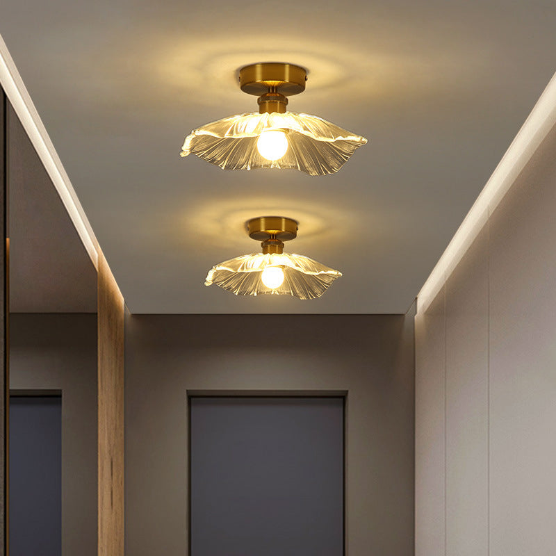 Industrial Scalloped Flush Mount Ceiling Lights Glass 1 Light Semi Flush Light