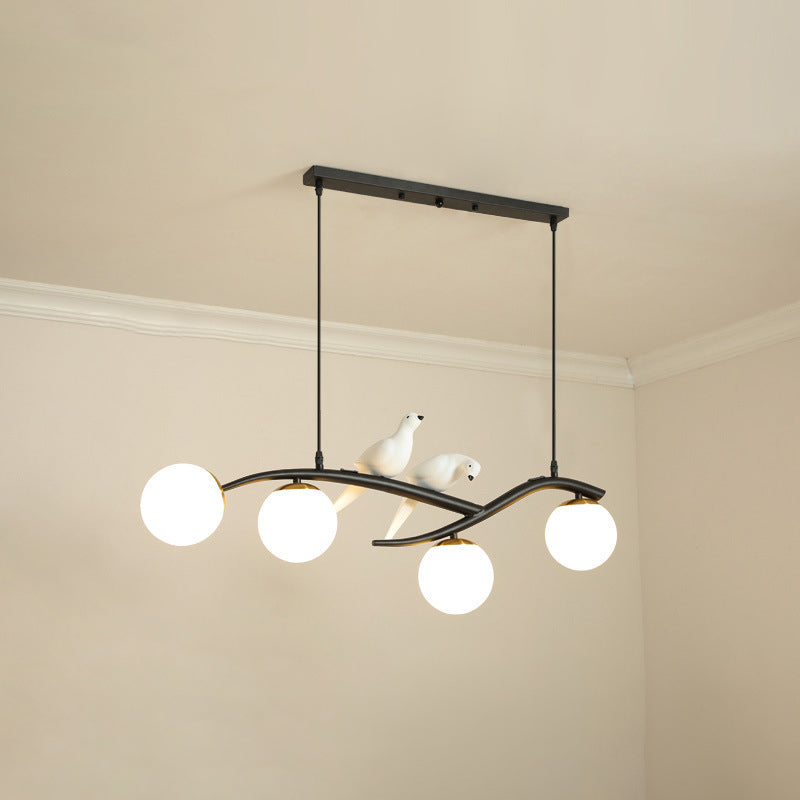 Modern Creative Globe Island Light Wrought Iron 4-Light Pendant Light with Glass Shade