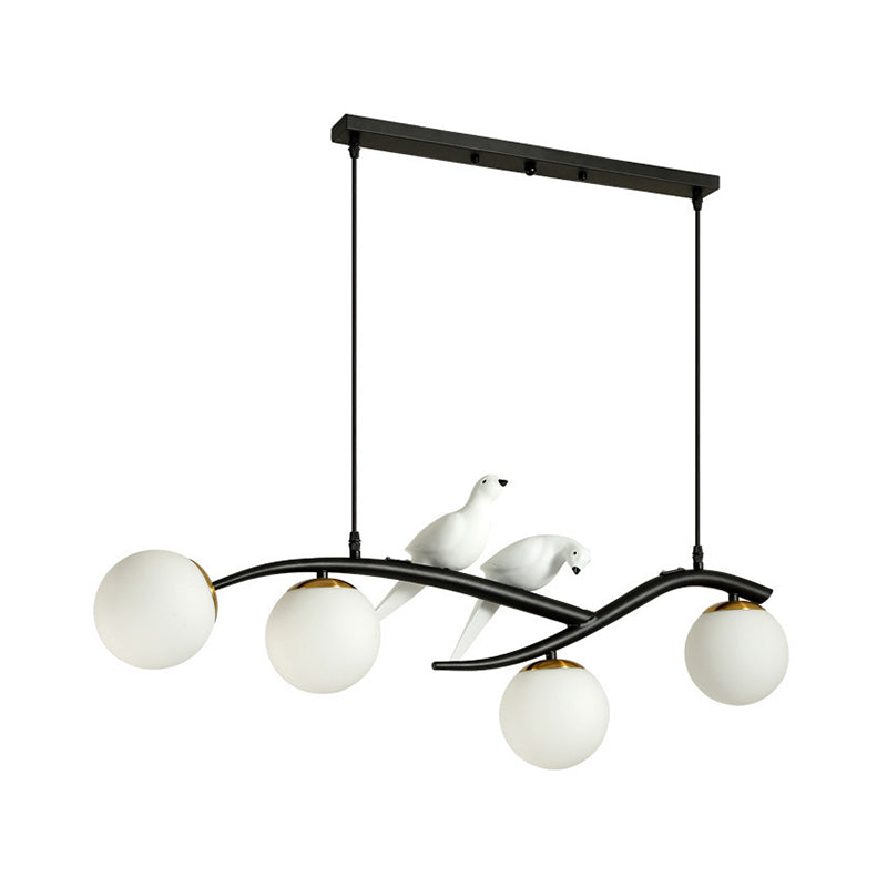 Modern Creative Globe Isola Light Iron Iron Firmine a 4 luci a 4 luci con tonalità di vetro