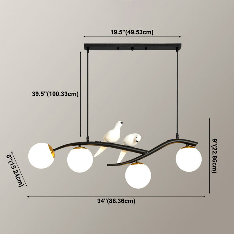 Modern Creative Globe Isola Light Iron Iron Firmine a 4 luci a 4 luci con tonalità di vetro