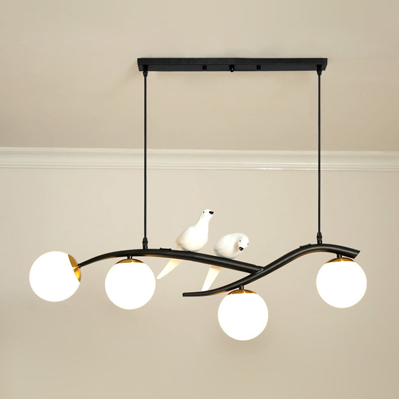 Modern Creative Globe Isola Light Iron Iron Firmine a 4 luci a 4 luci con tonalità di vetro