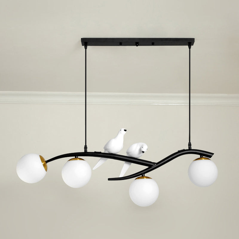 Modern Creative Globe Isola Light Iron Iron Firmine a 4 luci a 4 luci con tonalità di vetro