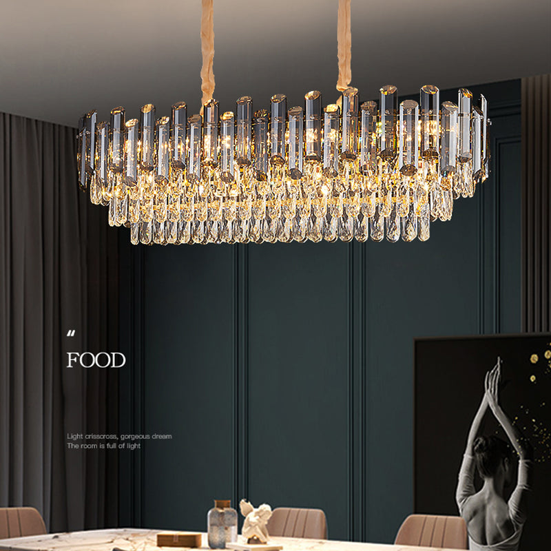 Modern Kitchen Pendant Lights Geometric Island Lighting Fixtures with Crystal Shade