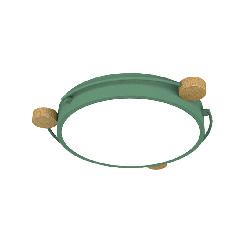 Plafonnier nordique orbital fin en fer pour chambre à coucher, 16/19.5/23.5 pouces de large, lampe LED encastrée en vert/gris/blanc-bois