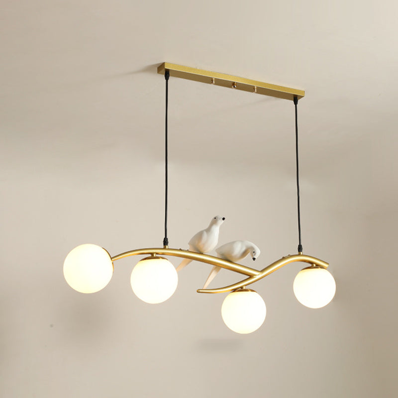 Glass Globe Island Light in Modern Luxury Style Lacquered Iron Pendant Light for Dining Room