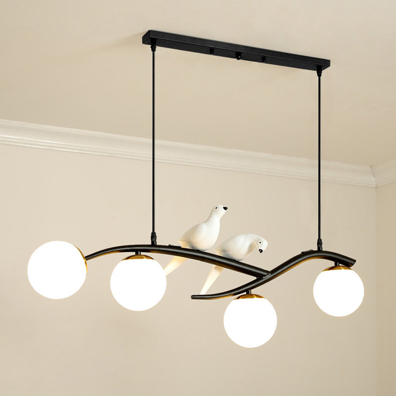 Glass Globe Island Light in Modern Luxury Style Lacquered Iron Pendant Light for Dining Room