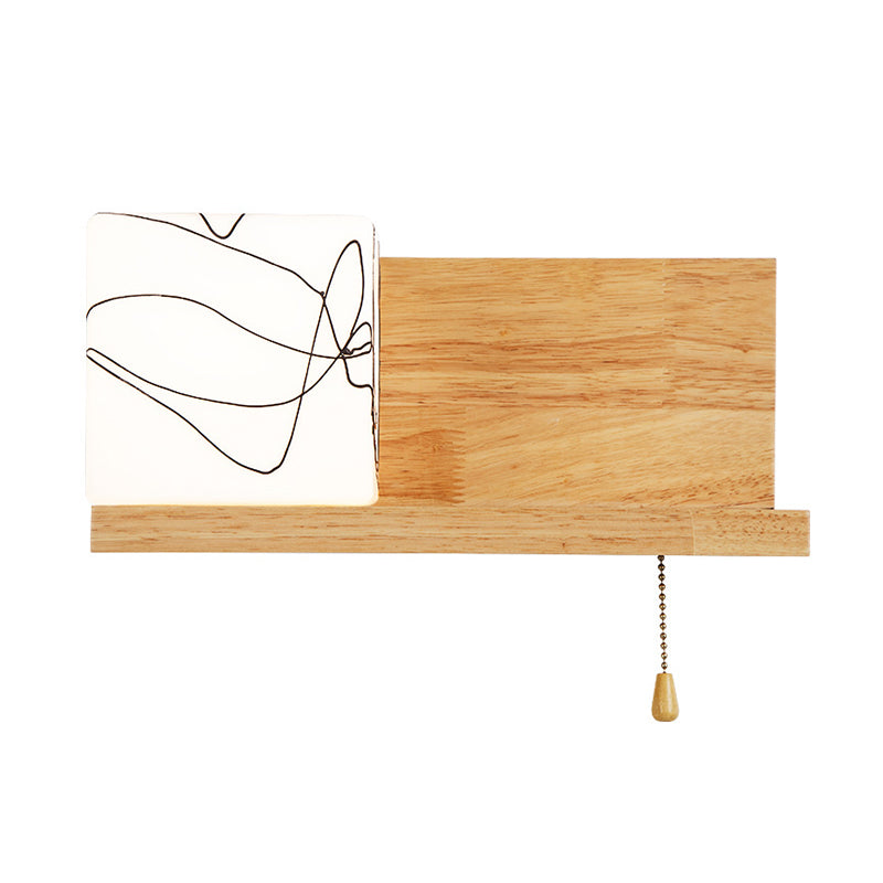 Pronzo a parete singolo in legno in moderna lampada da parete rettangolare in vetro in vetro per spazi interni