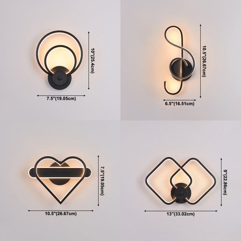 1 Light Unique Shade Murce Murce Modern Simple Style Wall Lighting en noir pour la chambre