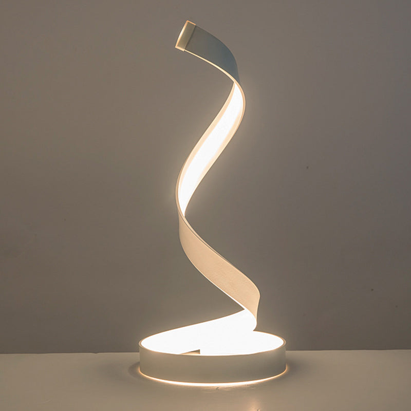 LED Living Room Desk Lamp Modernist White Task Lighting with Twisted Acrylic Shade