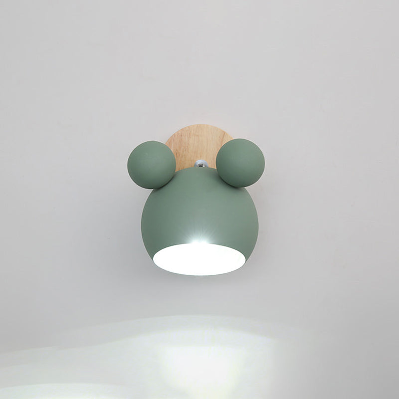 Illuminazione a parete rotonda in metallo contemporaneo 1 lampada montata a parete per la testa