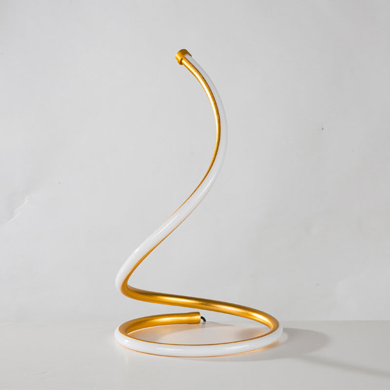 Curved Task Lighting Minimalist Acrylic LED Night Table Lamp in Gold/Silver, White/Warm Light