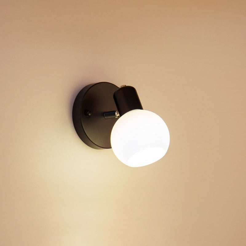 White Glass Bubble Wall Mounted Vanity Lights Modern Style Wall Sconce Lighting
