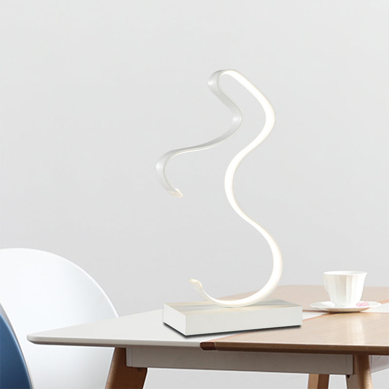 Curvy Acrylic Task Lighting Minimalism LED White Small Desk Lamp in White/Warm Light for Bedroom