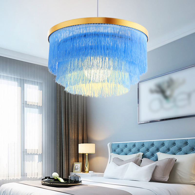 Kreisförmige Stoff hängende Lichter moderner Stil 1-Licht-Anhänger Lampenleuchten