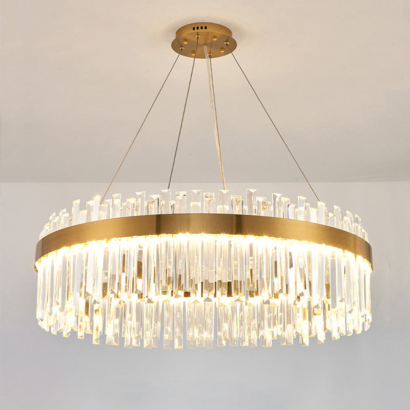 Modern Chandeliers For Dining Room Circular Suspended Lighting Fixture with Crystal Shade