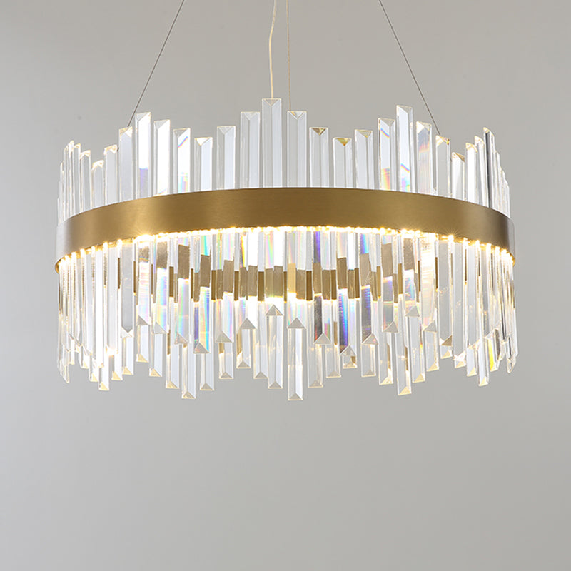 Modern Chandeliers For Dining Room Circular Suspended Lighting Fixture with Crystal Shade