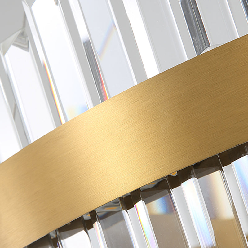 Modern Chandeliers For Dining Room Circular Suspended Lighting Fixture with Crystal Shade