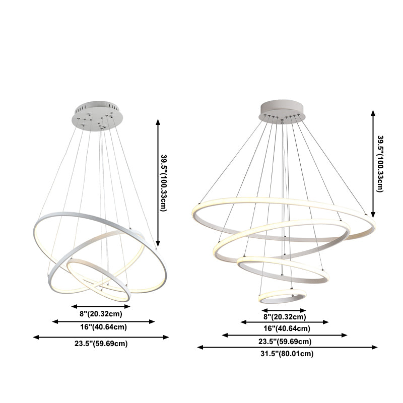 Modern Style Multi-Tier Pendant Chandelier Metal Mutil Lights Suspended Lighting Fixture in White