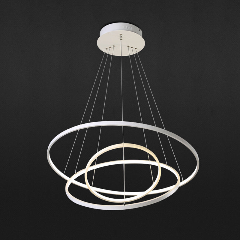 Modern Style Multi-Tier Pendant Chandelier Metal Mutil Lights Suspended Lighting Fixture in White