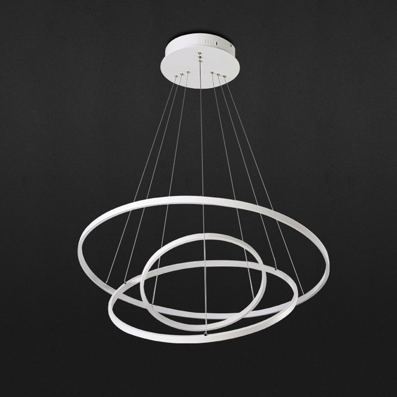 Modern Style Multi-Tier Pendant Chandelier Metal Mutil Lights Suspended Lighting Fixture in White
