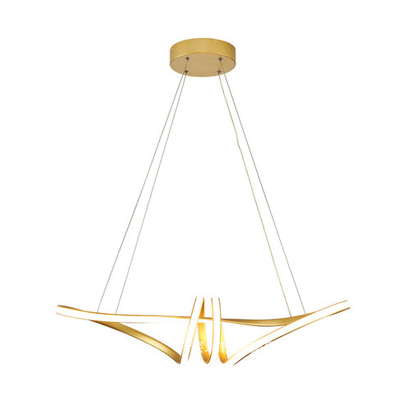 Acrylgold -LED -LED Hängende Lampe im modernen Einfachheit Eisen linearer Kronleuchter für Esszimmer