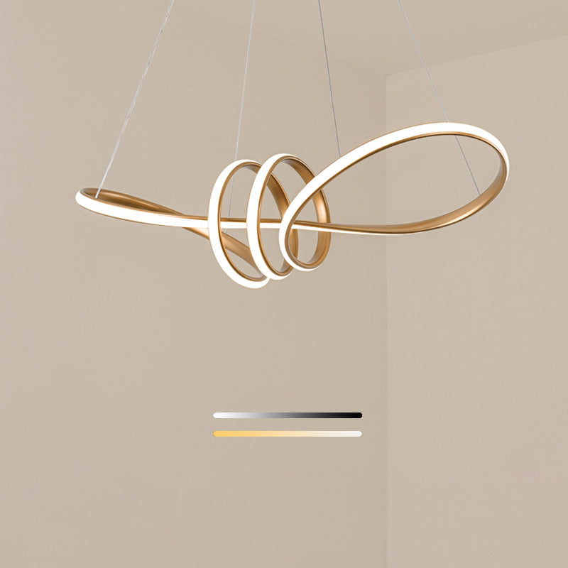 Acrylgold -LED -LED Hängende Lampe im modernen Einfachheit Eisen linearer Kronleuchter für Esszimmer