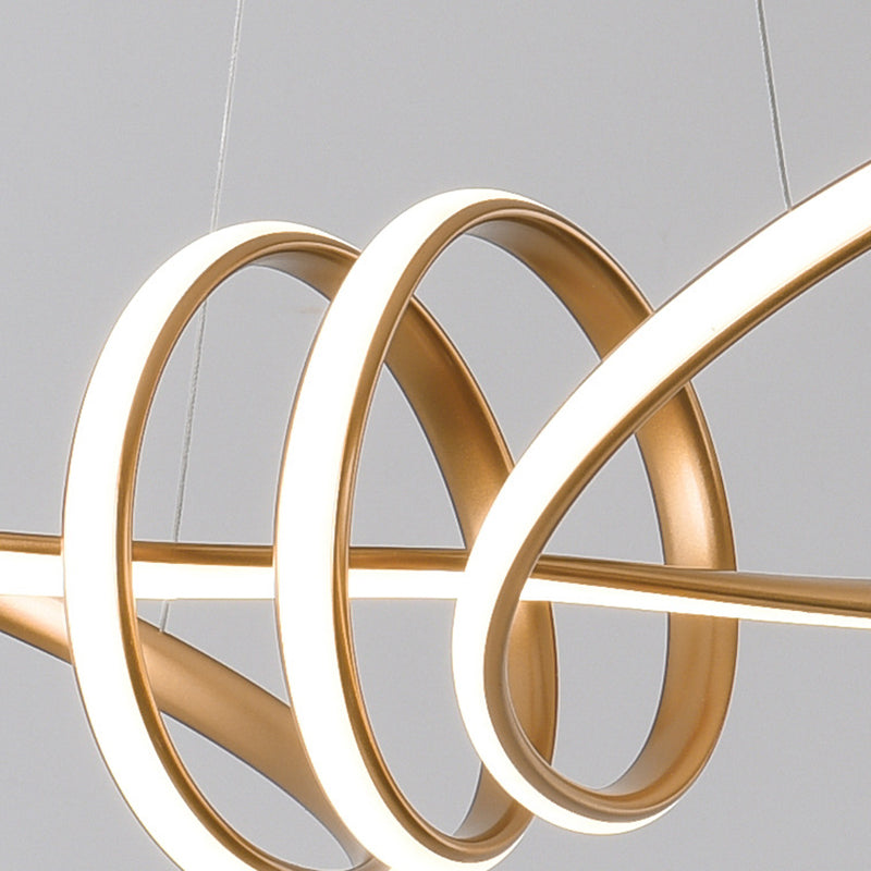 Acrylgold -LED -LED Hängende Lampe im modernen Einfachheit Eisen linearer Kronleuchter für Esszimmer