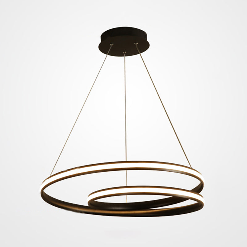 Modern Simplicity LED Hanging Lamp Lacquered Aluminium Linear Chandelier with Silicone Shade