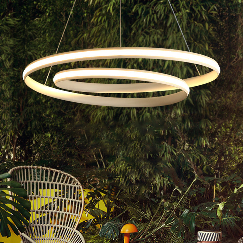 Modern Simplicity LED Hanging Lamp Lacquered Aluminium Linear Chandelier with Silicone Shade