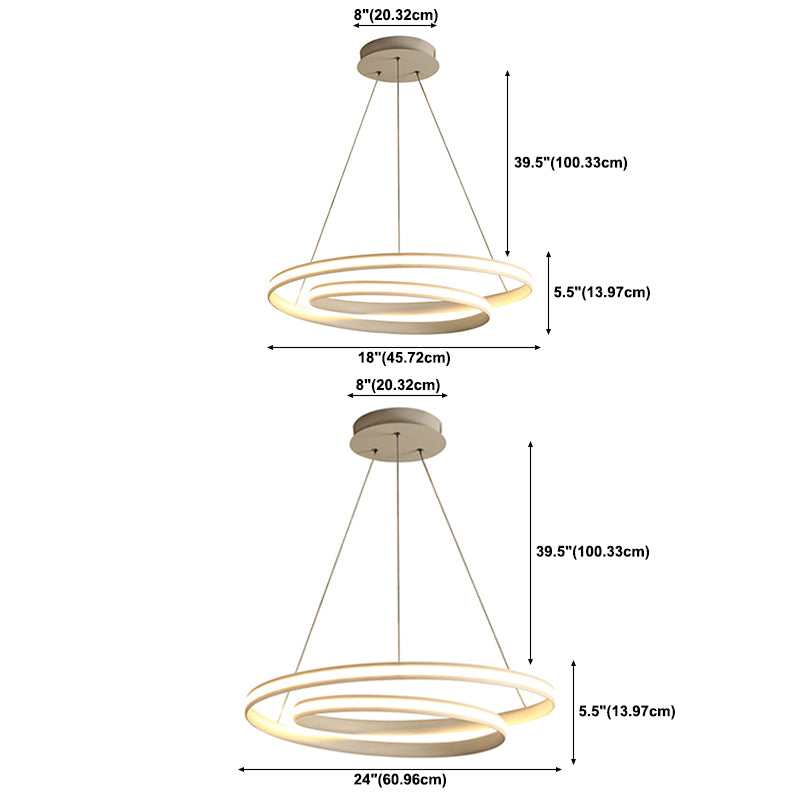Moderne Einfachheit LED LED Hanging Lampe Lacked Aluminium Linearer Kronleuchter mit Silikonschatten