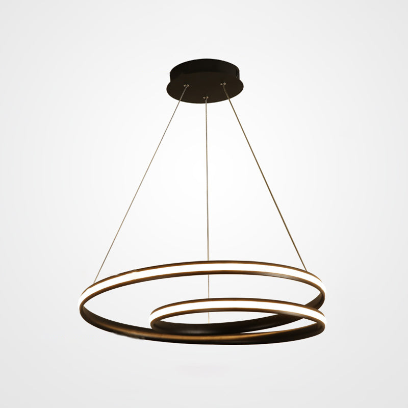 Moderne Einfachheit LED LED Hanging Lampe Lacked Aluminium Linearer Kronleuchter mit Silikonschatten