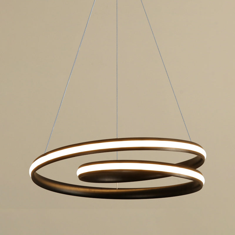 Modern Simplicity LED Hanging Lamp Lacquered Aluminium Linear Chandelier with Silicone Shade