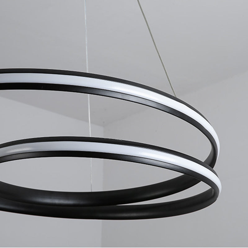 Modern Simplicity LED Hanging Lamp Lacquered Aluminium Linear Chandelier with Silicone Shade