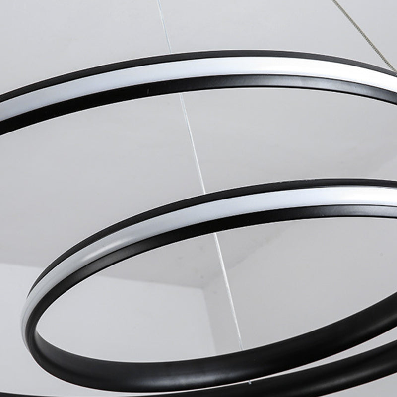 Modern Simplicity LED Hanging Lamp Lacquered Aluminium Linear Chandelier with Silicone Shade