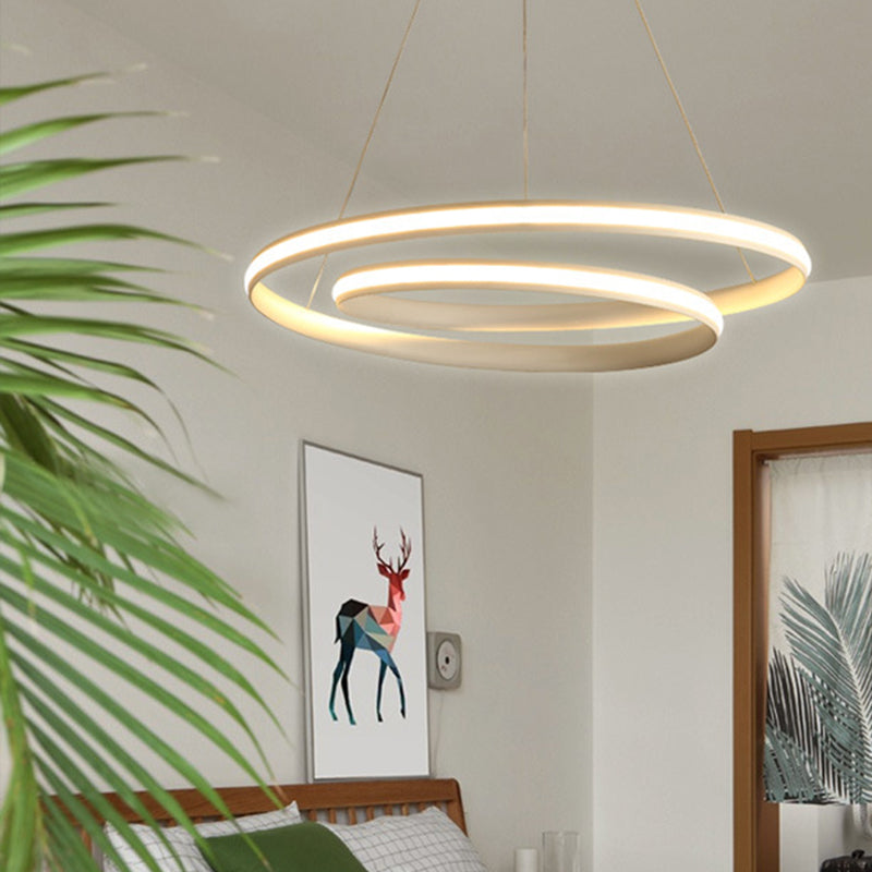 Modern Simplicity LED Hanging Lamp Lacquered Aluminium Linear Chandelier with Silicone Shade