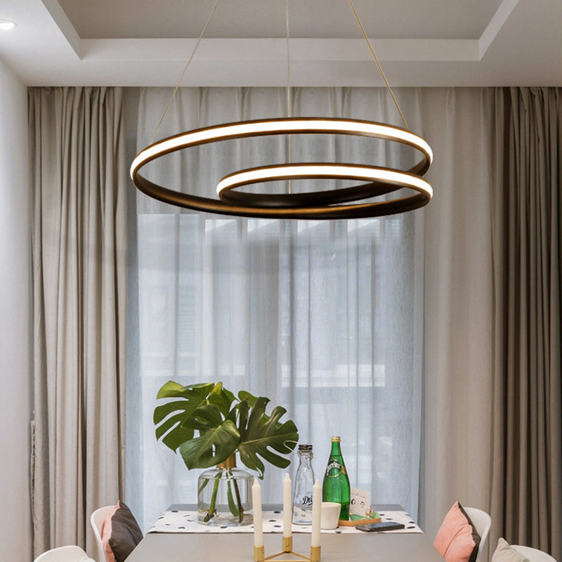 Modern Simplicity LED Hanging Lamp Lacquered Aluminium Linear Chandelier with Silicone Shade