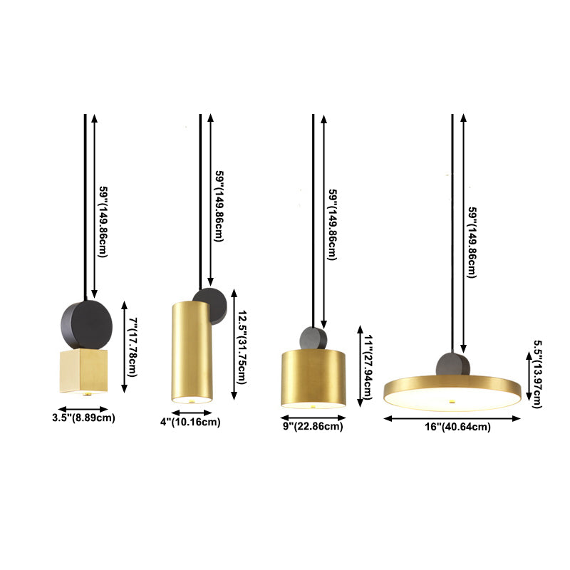 Contemporary Geometric Shaped Drop Pendant Metal 1 Light Suspension Light