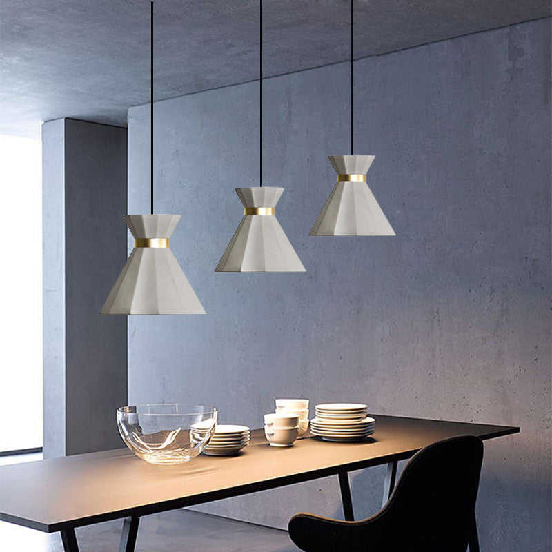 Flared Down Lighting Anhänger moderner Stil Zement 1 hängende Leuchten in Grau