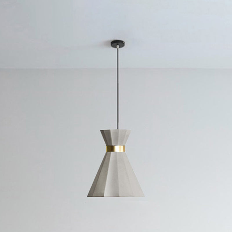 Flared Down Lighting Anhänger moderner Stil Zement 1 hängende Leuchten in Grau