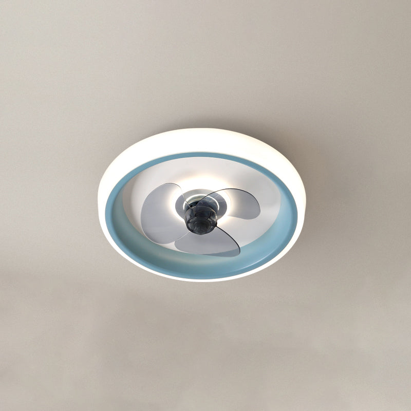 Modern beknopte led plafondventilator licht smeedijzeren cirkelvormige spoelbevel met acryl schaduw