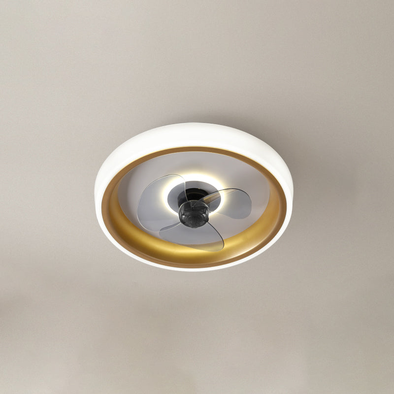 Modern beknopte led plafondventilator licht smeedijzeren cirkelvormige spoelbevel met acryl schaduw