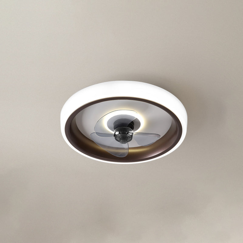 Modern beknopte led plafondventilator licht smeedijzeren cirkelvormige spoelbevel met acryl schaduw