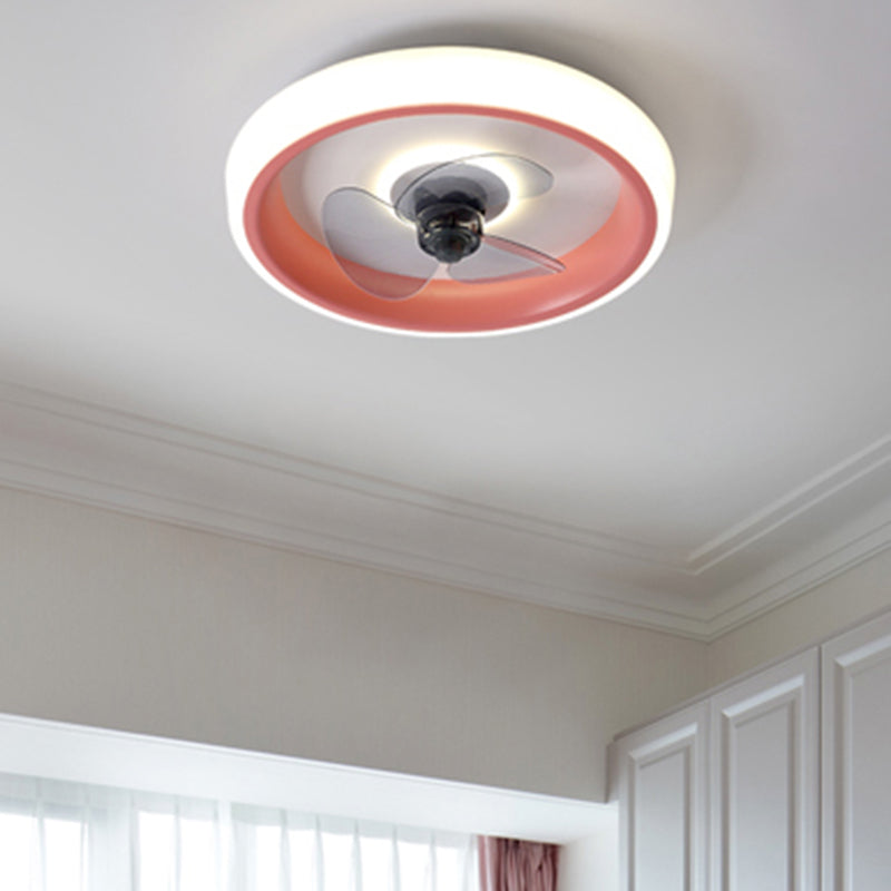 Modern beknopte led plafondventilator licht smeedijzeren cirkelvormige spoelbevel met acryl schaduw