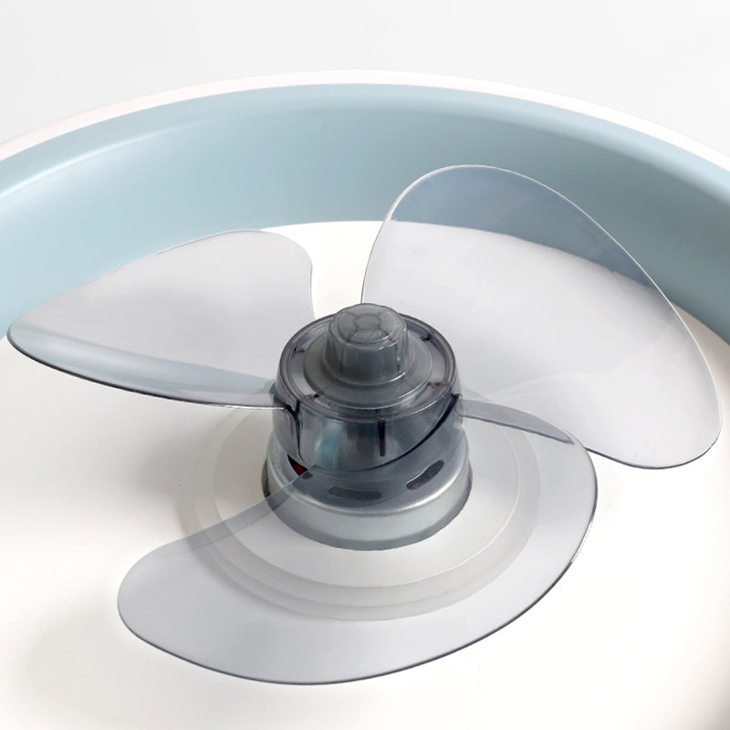 Modern beknopte led plafondventilator licht smeedijzeren cirkelvormige spoelbevel met acryl schaduw